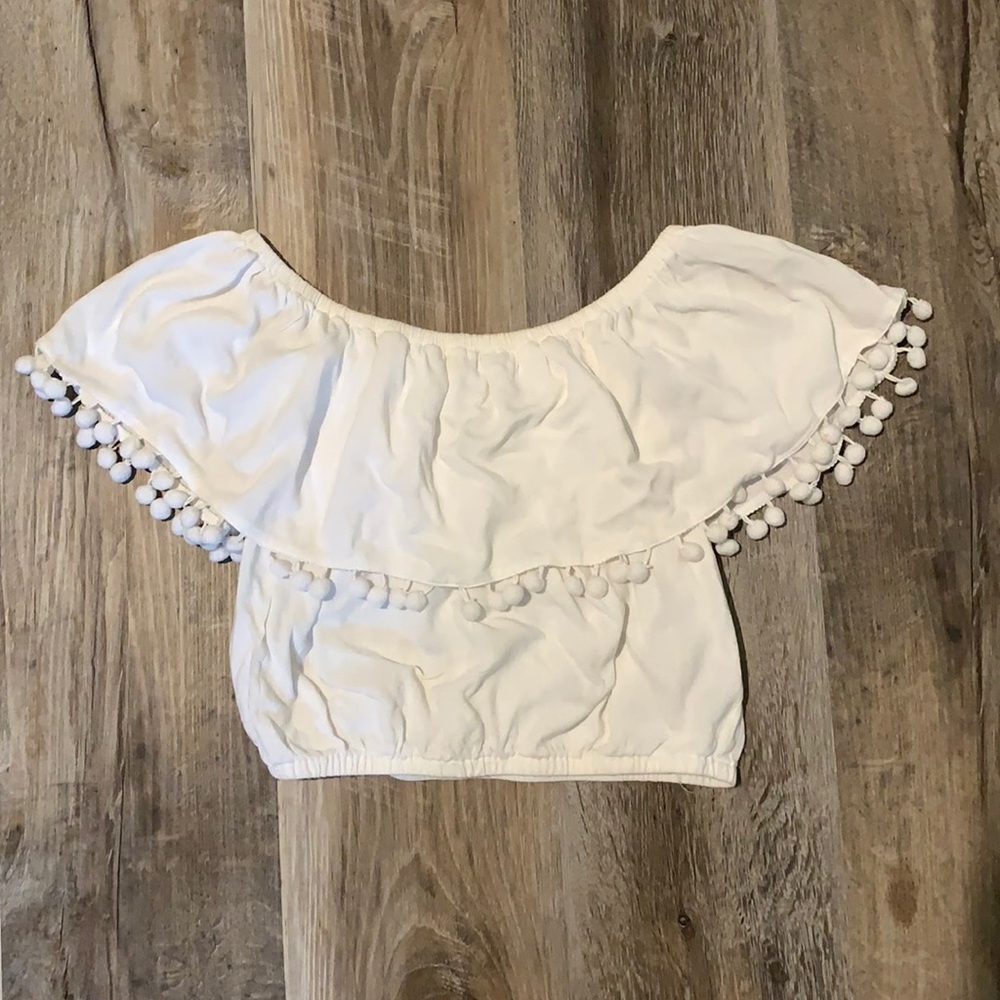 White Cropped Off The Shoulder Blouse